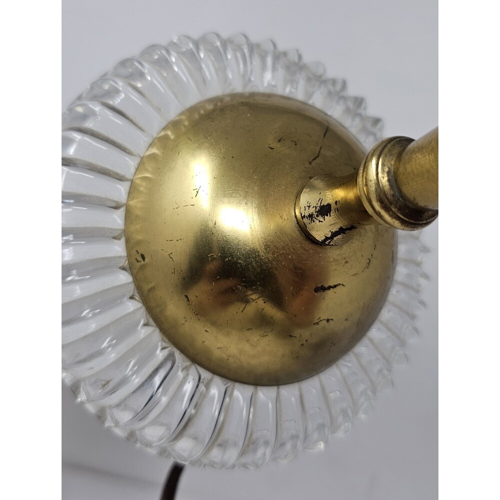 Vtg Antique Art Deco Molded Glass Metal Desk Side Table Lamp MCM  9” Pair Works - Picture 8 of 14